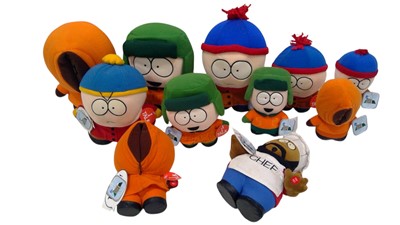 Lot 72 - Eleven South Park soft toys, the talking...