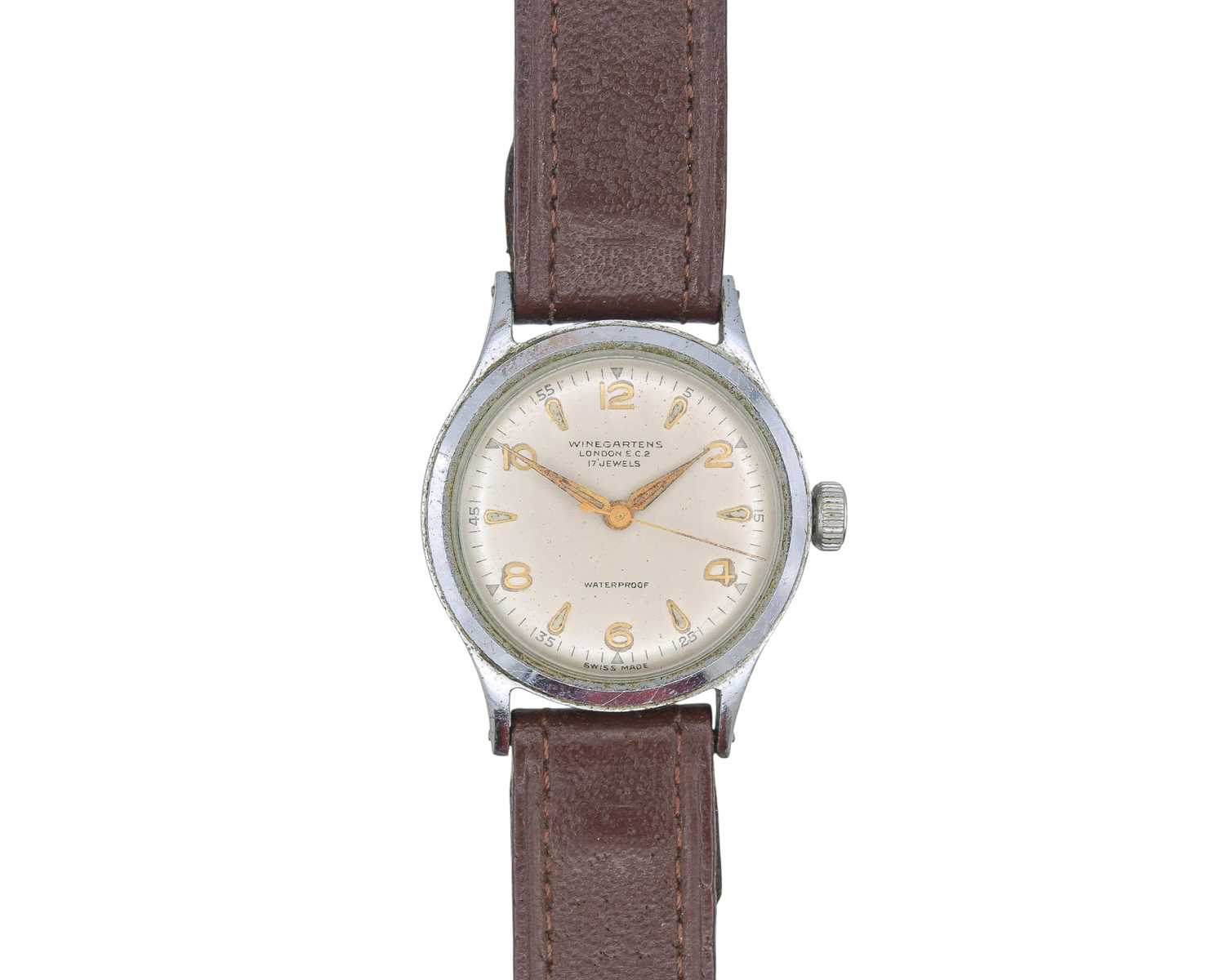 Lot 38 - WINEGARTENS - A stainless steel gentleman's manual wind mid-size wristwatch.