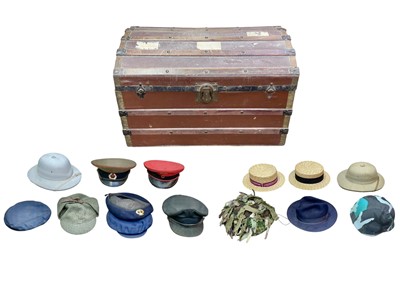 Lot 89 - A Trunk of various military and other headwear.