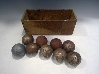 Lot 96 - A Box of Nine Metal Boules.