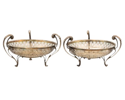 Lot 97 - A George V silver pair of bonbon dishes by H V Pithey & Co.