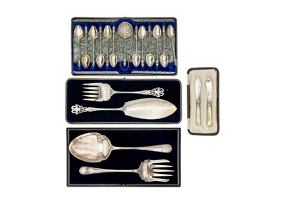 Lot 227 - A collection of silver-plated cased cutlery.