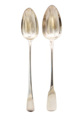 Lot 135 - Two George III silver basting spoons.