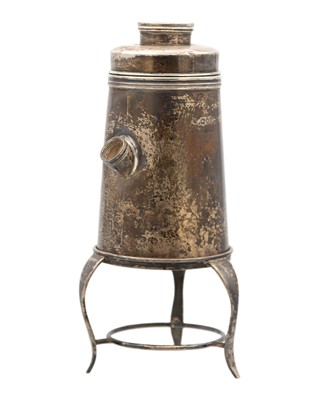 Lot 118 - A Victorian silver officers trench campaign coffee pot with burner and stand by Wright & Davies.