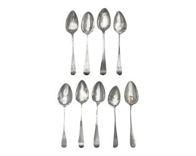 Lot 165 - A selection of eleven George III silver OE pattern teaspoons.