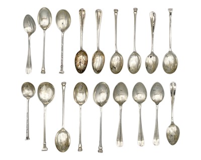 Lot 173 - A George V silver set of eight Hanover pattern demitasse spoons by Viners.