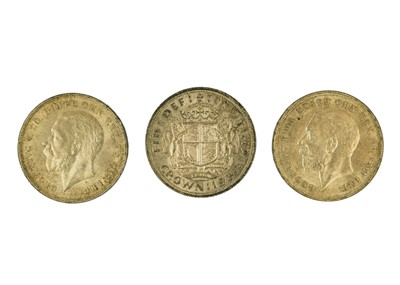 Lot 111 - Two George V 'Rocking Horse' 1935 crown coins and a 1937 crown.