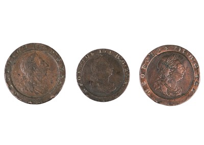 Lot 8 - Two George III 'cartwheel' twopence coins and a 1797 penny.