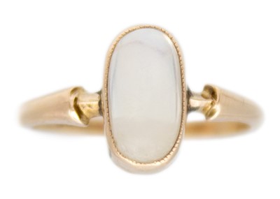 Lot 21 - A 9ct gold moonstone solitaire ring.