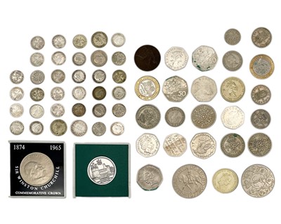 Lot 77 - A selection of GB decimal and pre-decimal coins.