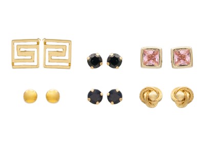 Lot 58 - A selection of gold stud earrings.