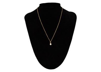 Lot 57 - A 9k gold white pearl pendant necklace, boxed.