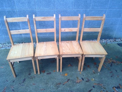 Lot 7 - Four, Pine Dining Chairs.