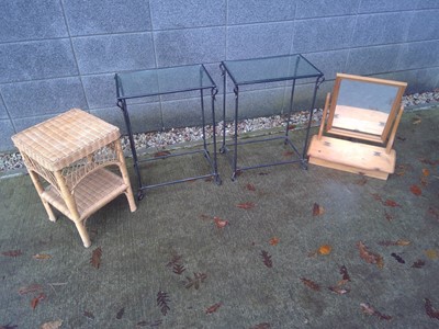 Lot 38 - Two, Metal and Glass Side Tables, a Cane...