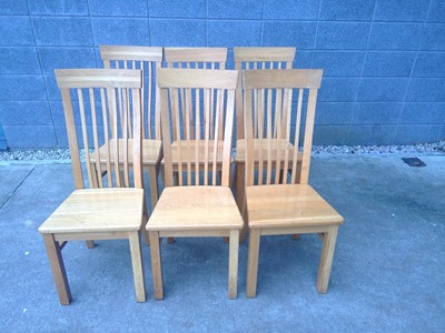 Lot 17 - Six, Blonde Oak Dining Chairs. The Chairs are...