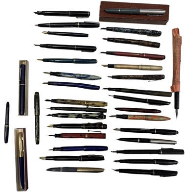 Lot 9 - Vintage fountain pens, at least nine have 14ct...