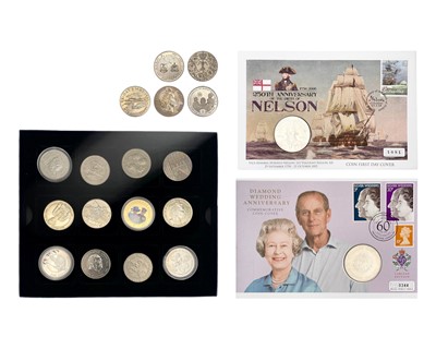 Lot 93 - A collection of collectable GB £5, crowns and Islands coins.