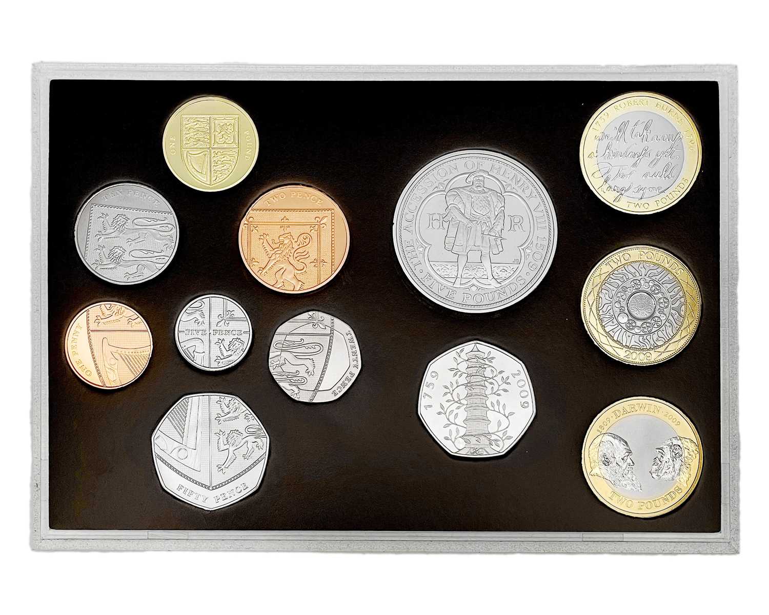 Lot 26 - A 2009 Royal Mint proof coin set with Kew Garden 50p fifty pence coin.