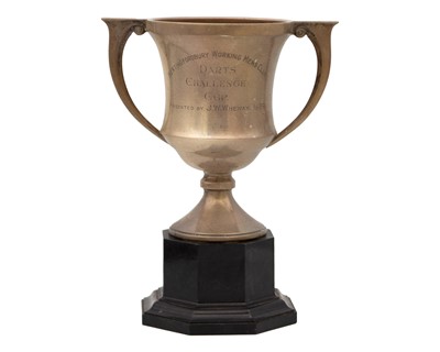 Lot 193 - Silver trophy cup with a stand. by James Fenton & Co.