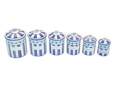 Lot 107 - A set of French enamel graduated storage pots.