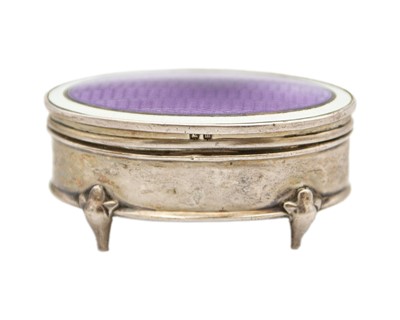 Lot 263 - A George V silver guilloche enamel, hinged top trinket box.