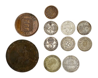 Lot 103 - A small collection of GB coins and a Guernsey 1902 4 Doubles.