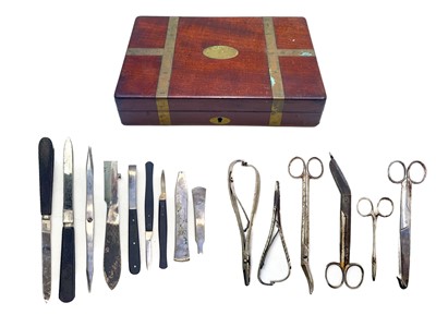 Lot 77 - A brass bound mahogany surgeon's box.