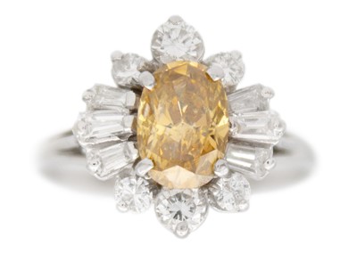 Lot 10 - A champagne diamond cluster ballerina white gold ring.