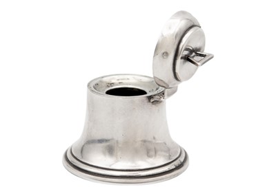 Lot 211 - A silver inkwell in the form of a bell.