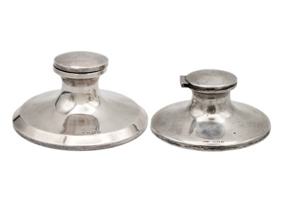 Lot 212 - Two silver capstan inkwells by Henry Clifford Davis.