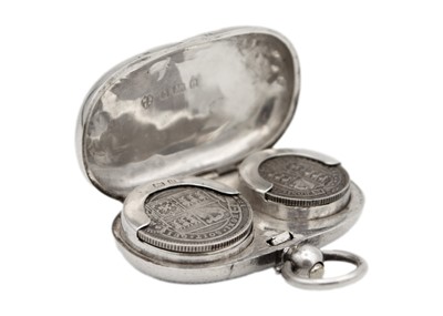 Lot 252 - An Edwardian silver double sovereign coin fob case by Williams (Birmingham) Ltd.