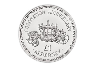 Lot 53 - A £1 Alderney 1993 Coronation Anniversary silver proof coin.