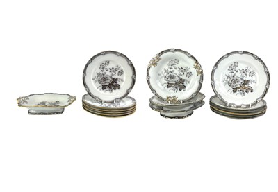 Lot 203 - A Victorian mulberry ware dessert service.