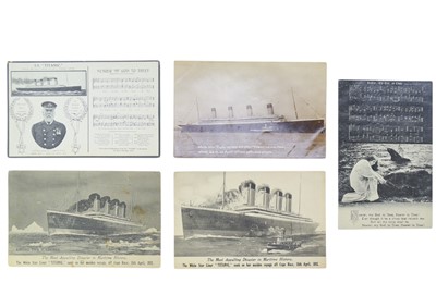 Lot 172 - White Star Liner Titanic, five postcards.