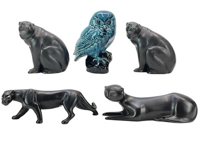 Lot 265 - Four stylised pottery animals.