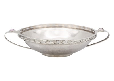 Lot 280 - A good Arts & Crafts silver twin handle bowl by George Edward & Sons.