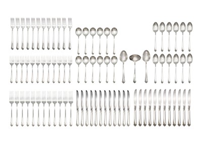 Lot 292 - A silver canteen of cutlery for twelve by Francis Howard Ltd, for Oneida, Damask Rose pattern.