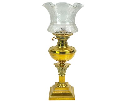 Lot 37 - A late Victorian brass oil lamp.