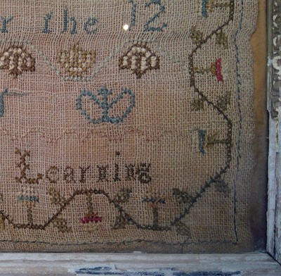 Lot 3008 - An 18th century needlework alphabet sampler...