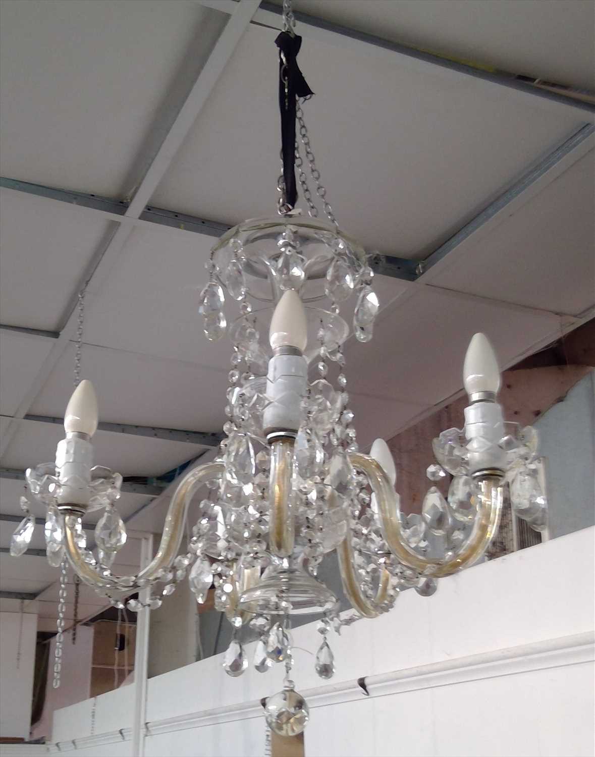 Lot 314 - A 20th century cut glass five branch...