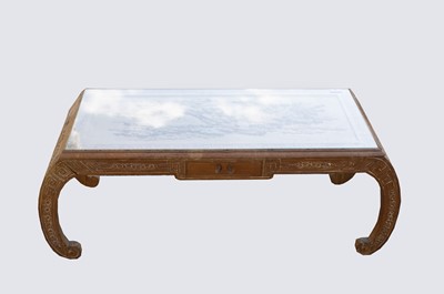 Lot 129 - A Chinese carved wood coffee table, 36.5cm,...