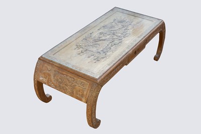 Lot 129 - A Chinese carved wood coffee table, 36.5cm,...