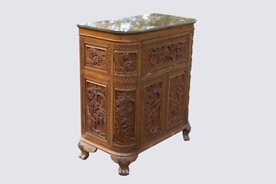 Lot 128 - A Chinese carved wood side cabinet, height...