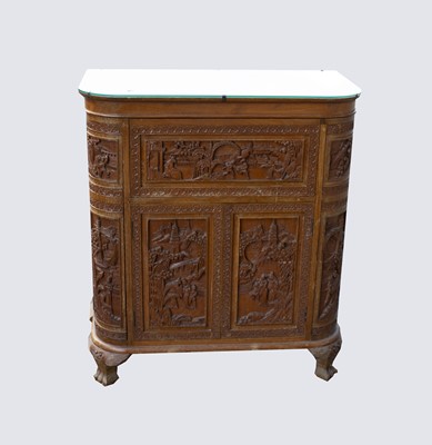 Lot 128 - A Chinese carved wood side cabinet, height...