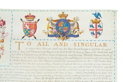 Lot 70 - Cornish interest; A George III sealed grant of Arms and a contemporary gilt seal.