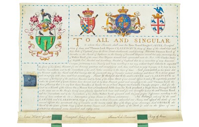 Lot 70 - Cornish interest; A George III sealed grant of Arms and a contemporary gilt seal.