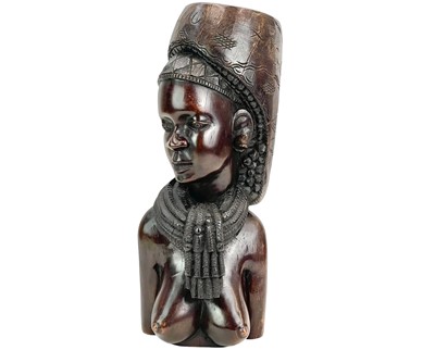 Lot 9 - An Angolan carved hardwood bust of a woman.