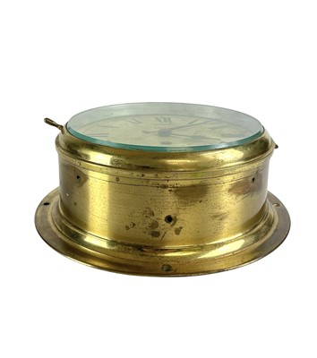 Lot 390 - A Smiths Astral brass bulkhead wall clock.
