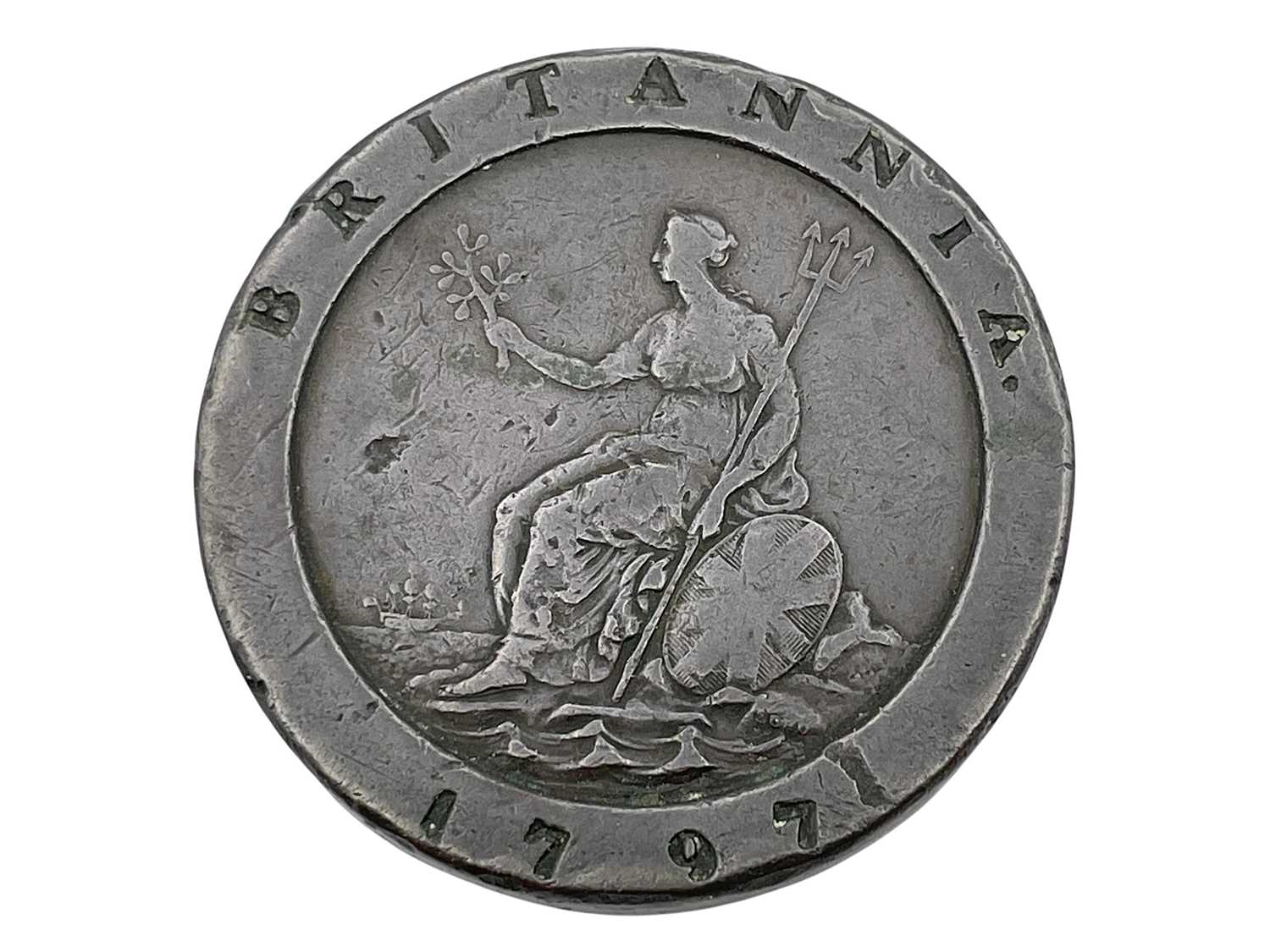 Lot 31 - A George III 1797 'cartwheel' twopence coin.
