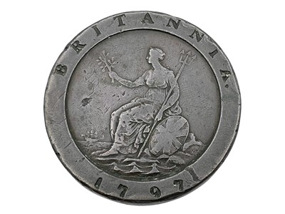 Lot 31 - A George III 1797 'cartwheel' twopence coin.